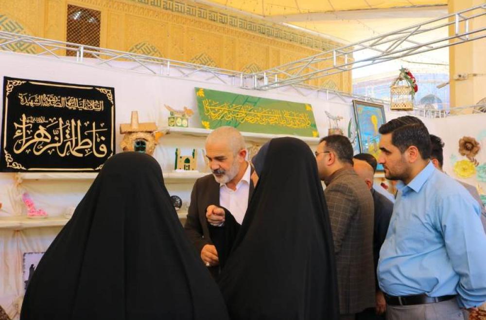 ضمن فعاليات مهرجان الغدير السنوي السابع، قسم الشؤون الأمنية والخدمية النسوي يفتتح معرض "فضة" للأعمال اليدوية 