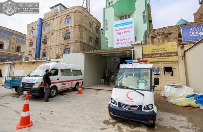 المفارز الطبية التابعة للعتبة العلوية على طريق ( يا حسين ) تواصل تقديم خدماتها العلاجية والصحية للزائرين 