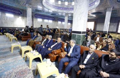الأمين العام للعتبة العلوية يشارك في افتتاح مقام النبي يونس ومسجد الحمراء في مدينة الكوفة 