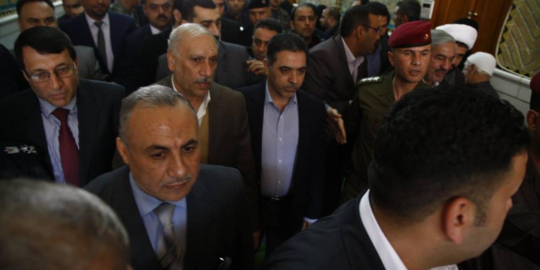 وزير الداخلية محمد سالم الغبان والوفد المرافق له يتشرف بزيارة العتبة العلوية المقدسة