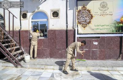 الشؤون الخدمية في العتبة العلوية تستنفر جهودها لتقديم الجهد الساند للعتبة العسكرية في ذكرى شهادة الإمام الهادي (عليه السلام)