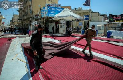 العتبة العلوية : حملة واسعة لرفع السجاد الأحمر وفتح الشوارع الرئيسية المؤدية للحرم العلوي بعد انتهاء مراسيم إحياء العاشر من محرم الحرام 