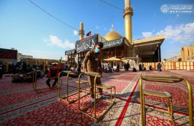 من سامراء ... قسم الشؤون الخدمية في العتبة العلوية يقدم جهوده الميدانية وبنجاح لخدمة زائري سامراء 
