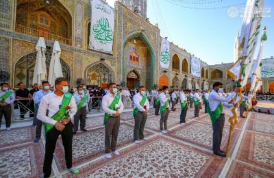منتسبو العتبة العلوية المقدسة يحيون الغدير الأغر خلال مراسم الزيارة الصباحية