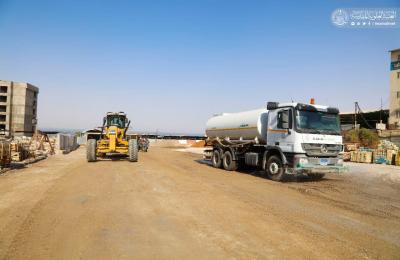 قسم الشؤون الهندسية في العتبة العلوية يعلن عن المباشرة بتأهيل طريق لخدمة زائري الأربعين 