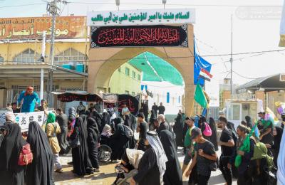 اللجنة العليا لإدارة زيارة الأربعين تفتتح (موكب أبناء أمير المؤمنين (ع) ) على طريق (يا حسين) 