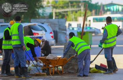 قسم الخدمات الخارجية في العتبة العلوية المقدسة يقوم بحملة لتأهيل وتنظيف الشوارع والأزقة المؤدية إلى مرقد أمير المؤمنين (عليه السلام)