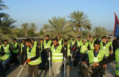 شعبة المتطوعين في العتبة العلوية المقدسة تساهم بحملات ميدانية لتنظيف طريق زائري الأربعين في عدد من المحافظات بالتنسيق مع مختلف المواكب والهيئات الحسينية