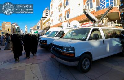 الطواقم الإعلامية للقنوات الفضائية تباشر عملها من الصحن الحيدري الشريف لنقل مراسم زيارة شهادة الرسول صلى الله عليه وآله